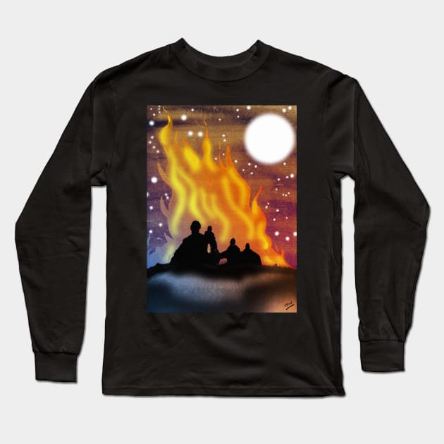 Bonfire Night Acrylic and digital Long Sleeve T-Shirt by grantwilson